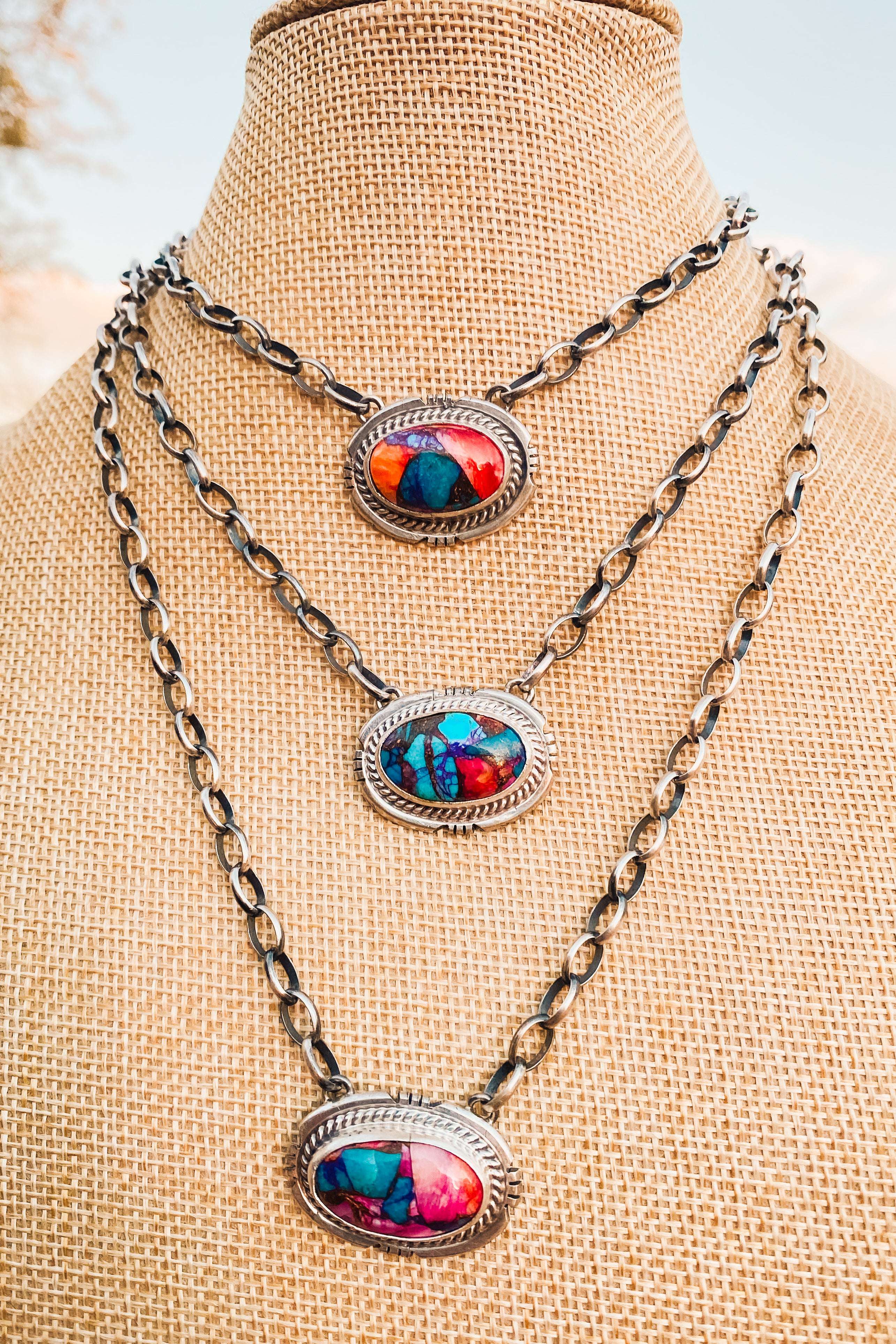 Sunset At The Rodeo Sherbet Mohave Necklace - The Glamorous Cowgirl