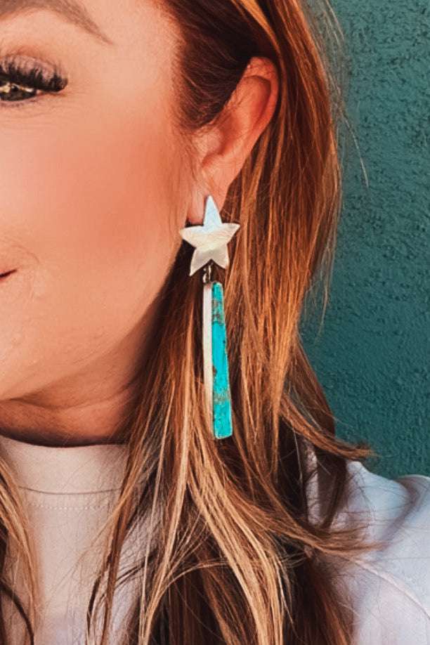 Super Star Slab Turquoise Dangle Earrings - The Glamorous Cowgirl