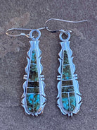 Turquoise &amp; Sterling Silver Jagged Club Dangle Earrings - The Glamorous Cowgirl