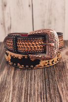 Hair On Hide Rafter T Tooled Belt - The Glamorous Cowgirl