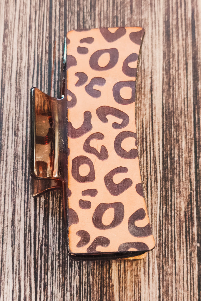 Leather Cheetah Claw Clip - The Glamorous Cowgirl