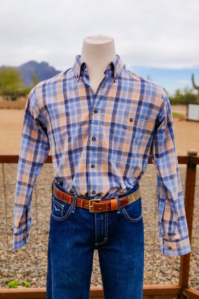 Blue Branch Brushed Cotton Button Down - The Glamorous Cowgirl