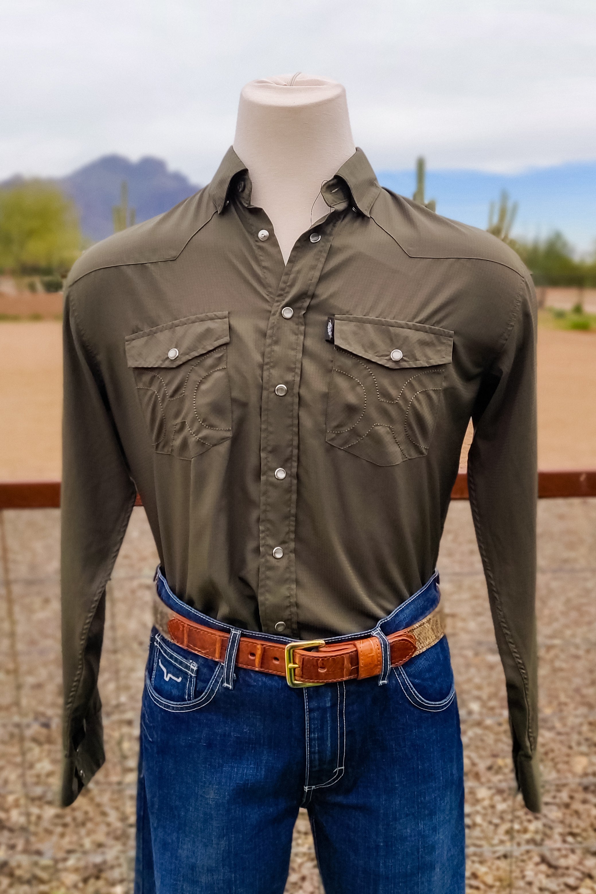 Olive Sol Button Down - The Glamorous Cowgirl