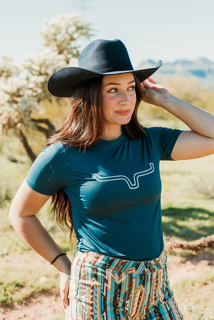 Blue Outlier Performance Tech Tee - The Glamorous Cowgirl