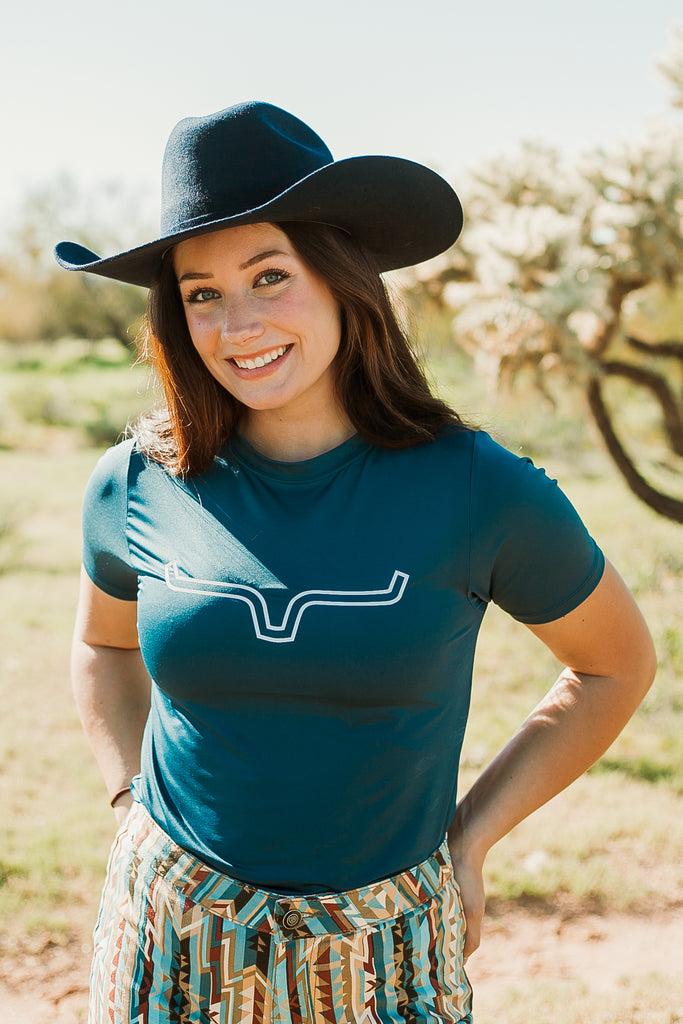 Blue Outlier Performance Tech Tee - The Glamorous Cowgirl