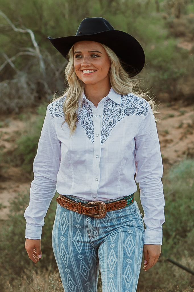 Classy Cowgirl Button Down - The Glamorous Cowgirl