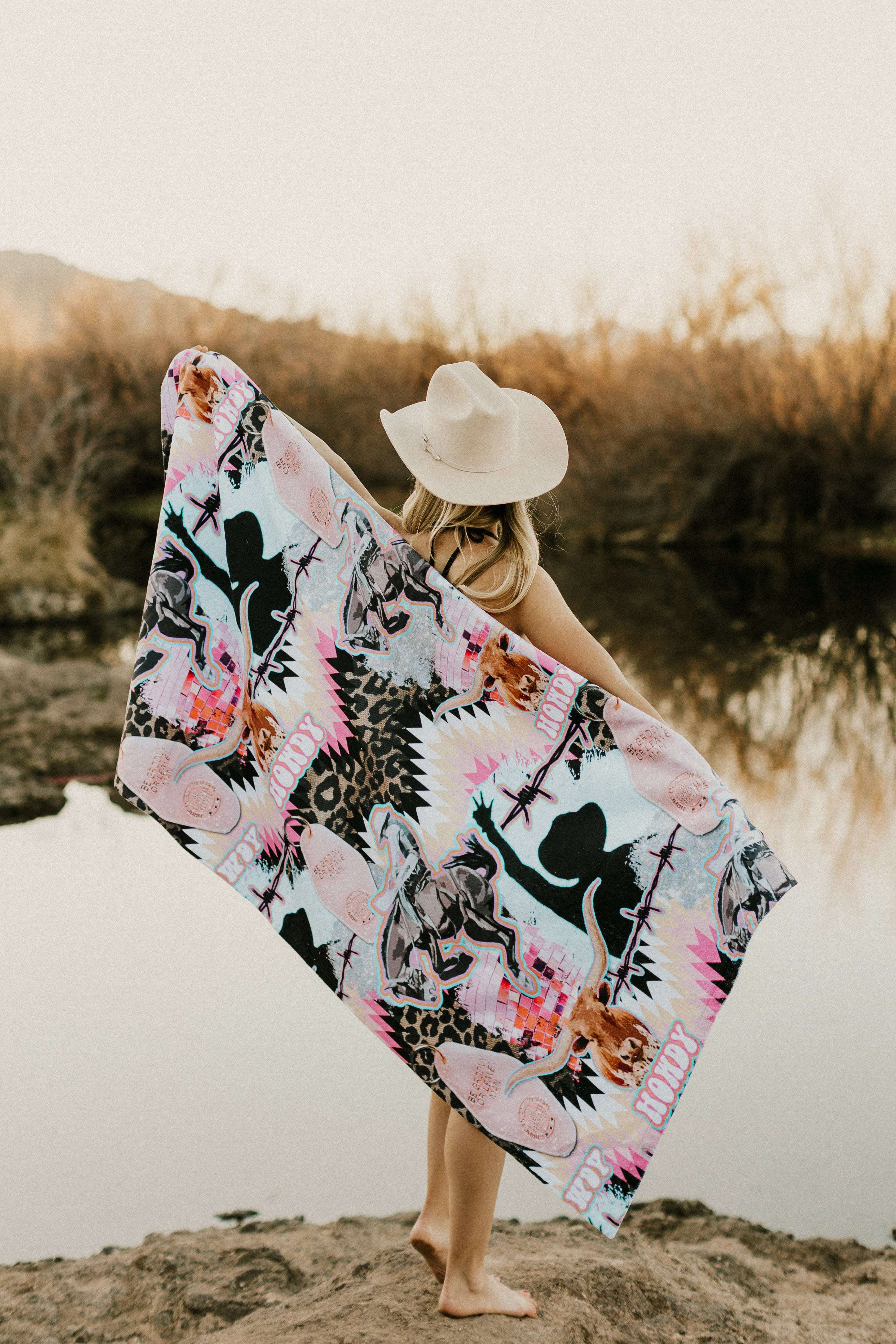 Buck Em Cowgirl Beach Towel - The Glamorous Cowgirl