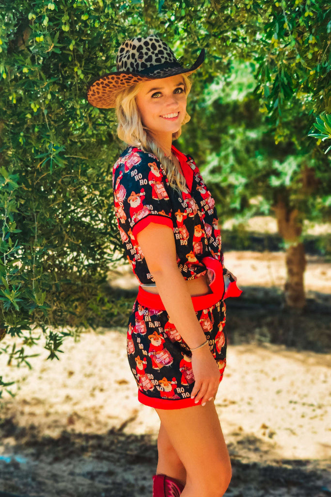 Ho Ho Ho Satin PJs - The Glamorous Cowgirl