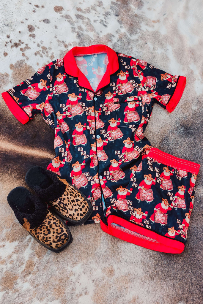 Ho Ho Ho Satin PJs - The Glamorous Cowgirl