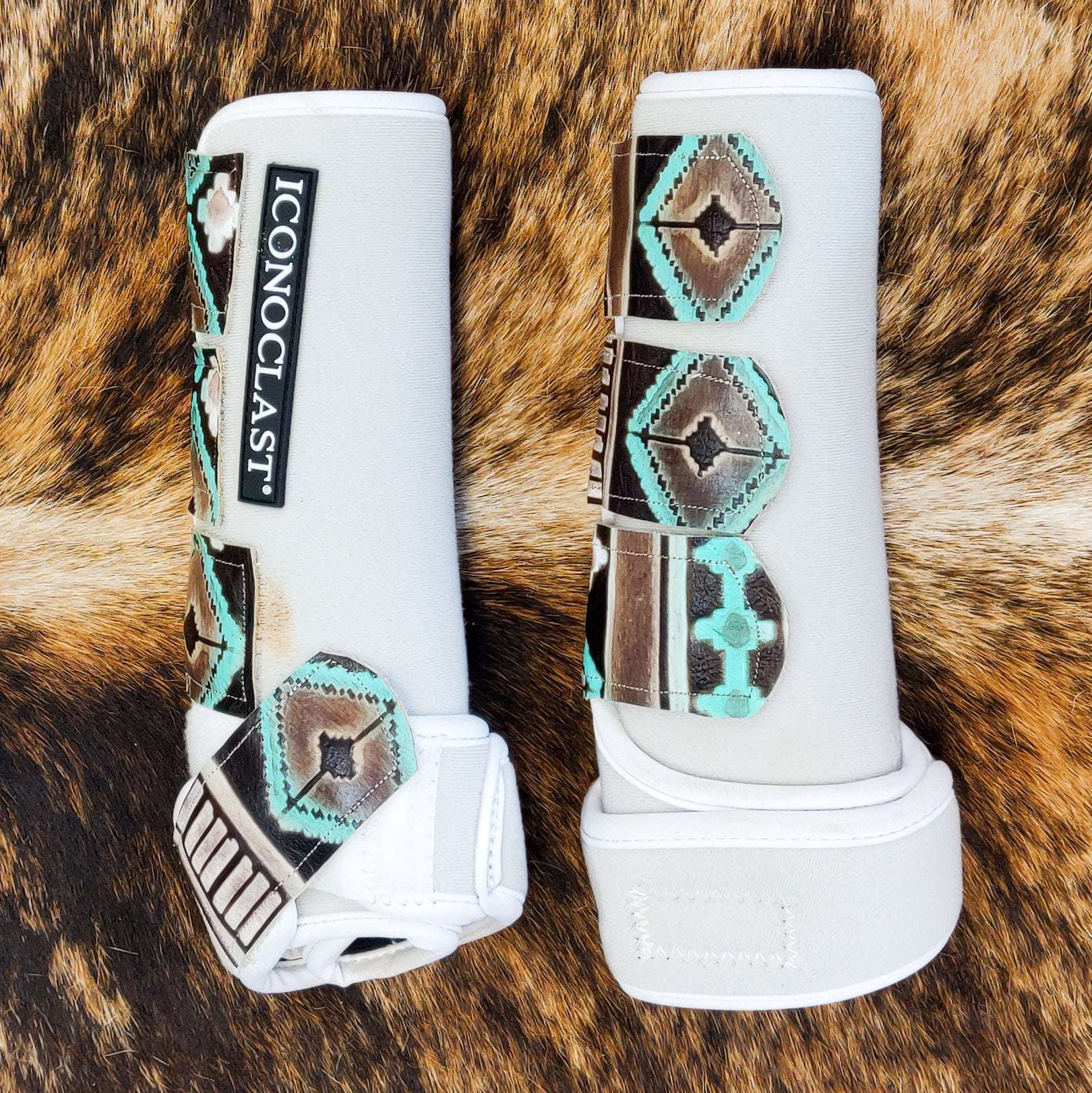Leather Strap Boots - Turquoise Aztec - The Glamorous Cowgirl