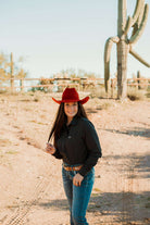Linville Performance Button Down in Black - The Glamorous Cowgirl