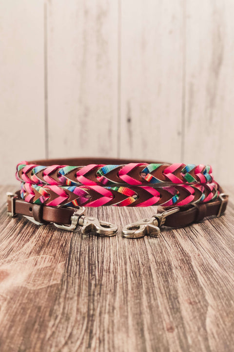 T5499 - Double Laced Metalic Purple & Rose Gold Aust Made Laced Barrel Reins
