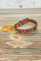 Rodeo Quincy Printed Leather Dog Collar - Floral - The Glamorous Cowgirl