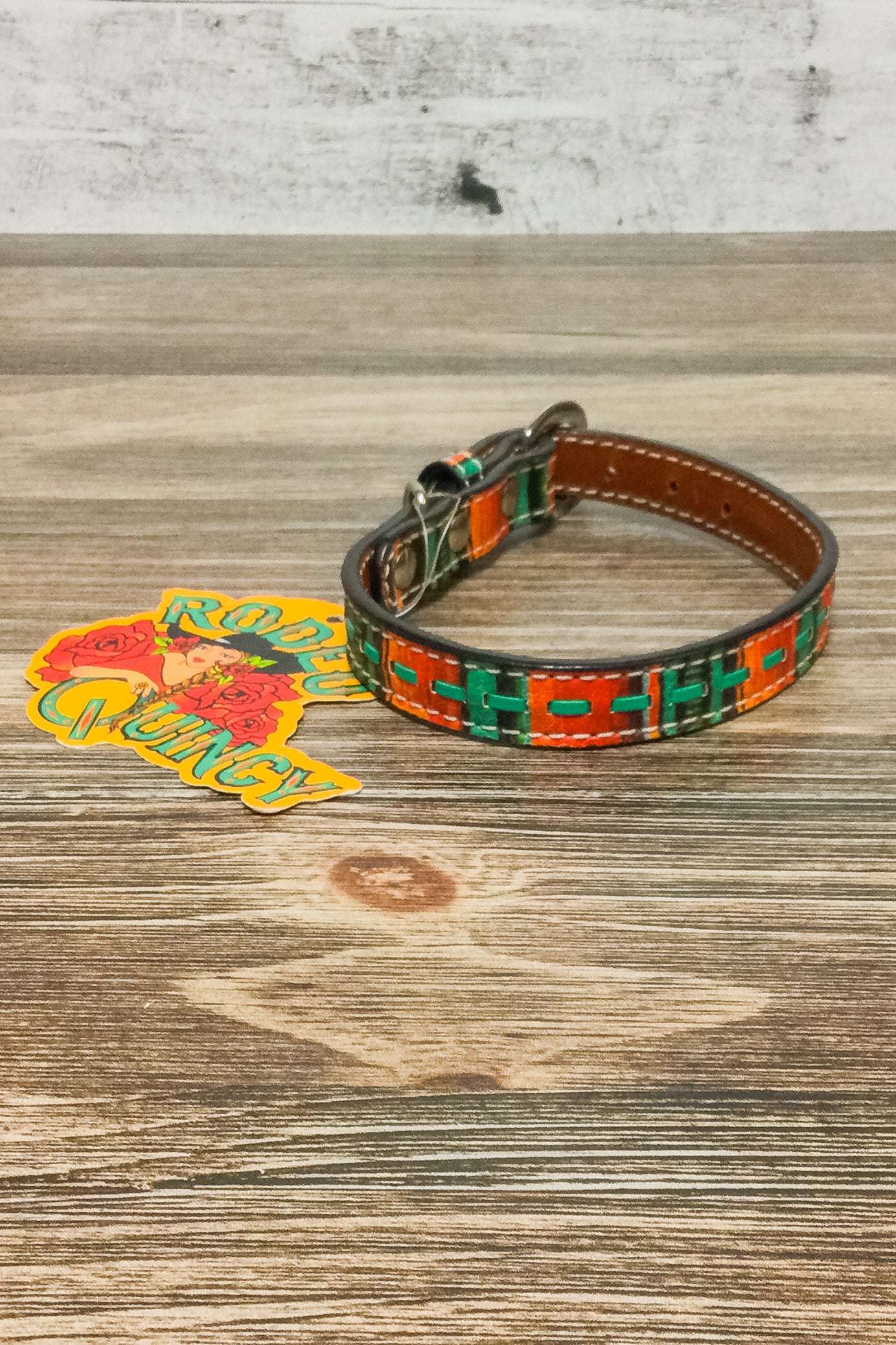 Rodeo Quincy Printed Leather Dog Collar - Serape - The Glamorous Cowgirl
