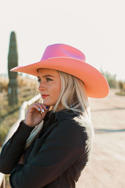 Free People Nude Pink Wool Fedora Bodo Cowgirl Romantic Western Festival Rodeo Heart Dimples on this RDR Pink Wool Hat heading out for an  main image 4