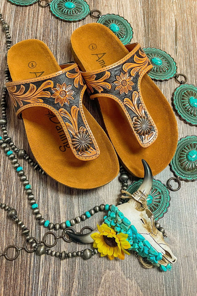 Summer Lovin Tooled Sandals - The Glamorous Cowgirl
