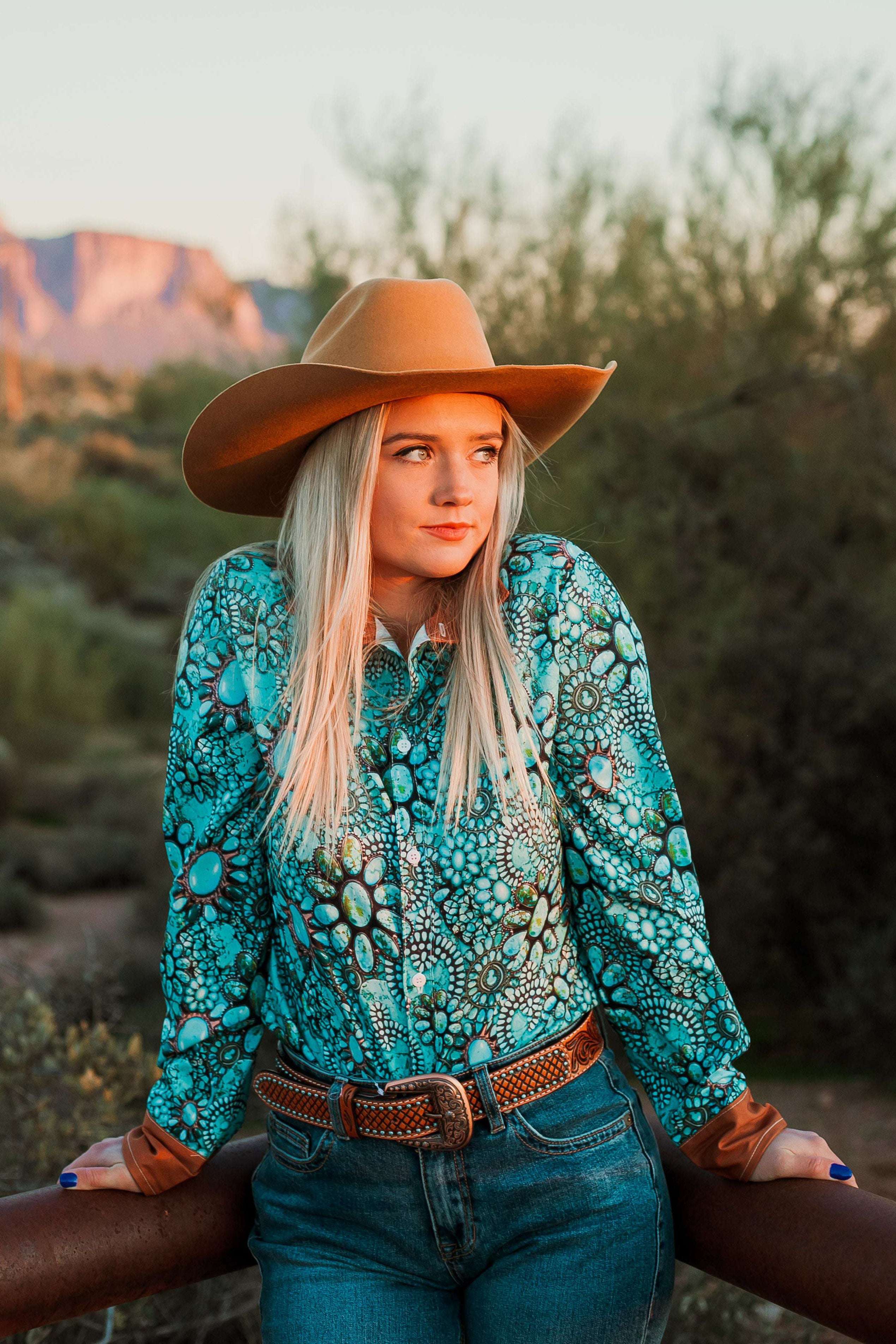 Turquoise Are Cowgirl Diamonds Button Down - The Glamorous Cowgirl