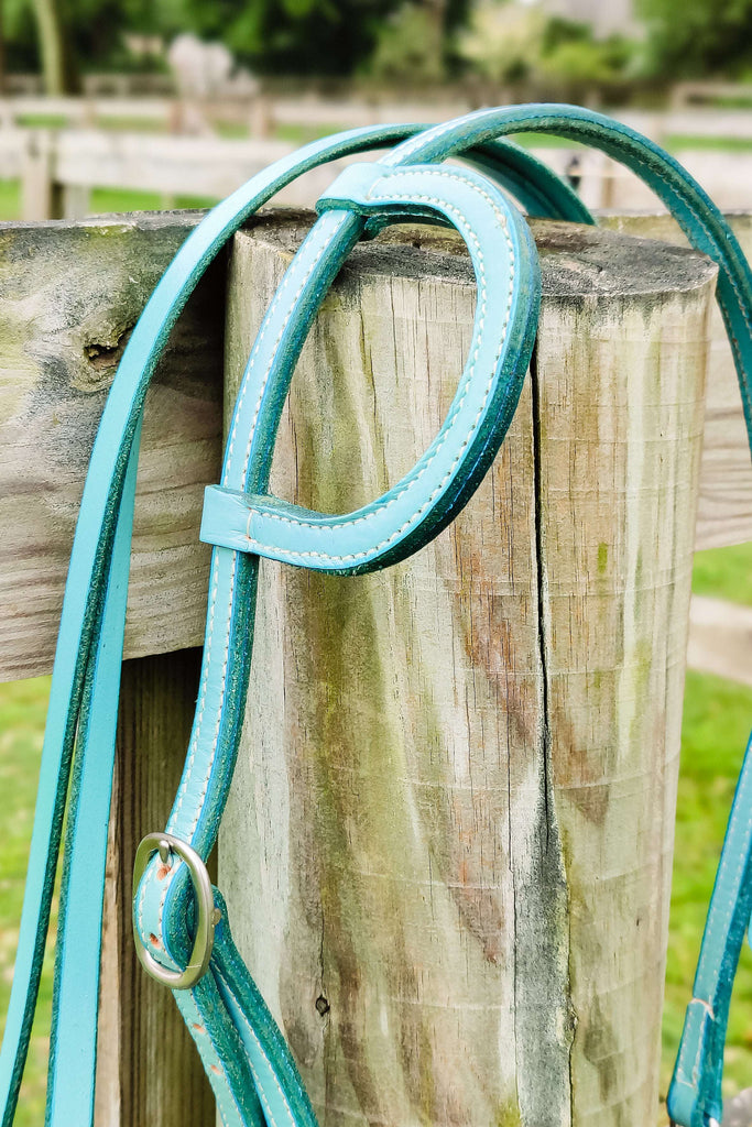 Turquoise Leather Quick Change Working Headstall - The Glamorous Cowgirl